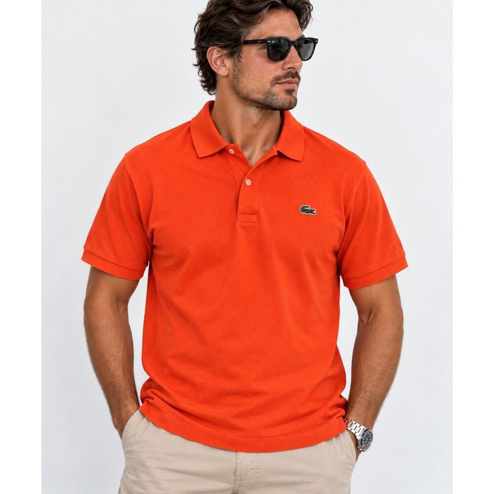 Lacoste Men’s Size 6 Orange Classic Fit Polo Shirt Crocodile Logo Peru